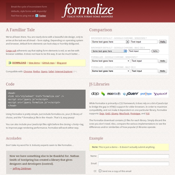 Formalize CSS - Teach your forms some manners!