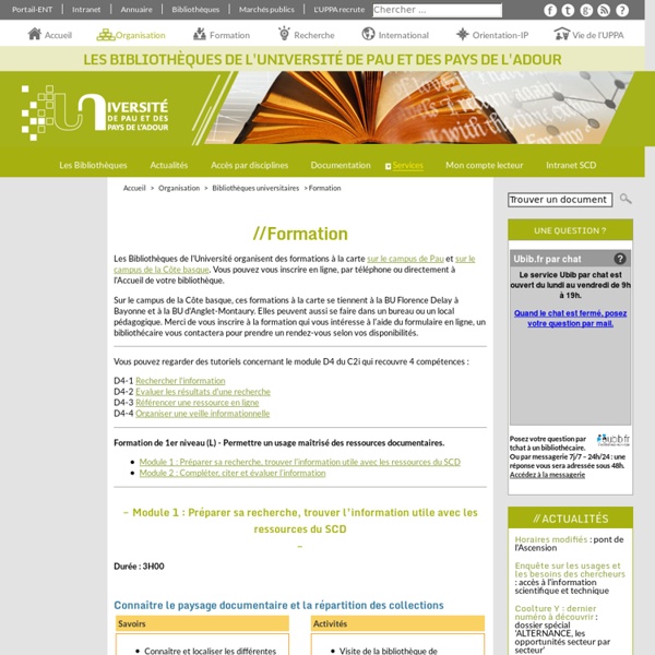 Formation - Les Bibliothèques de l'Université de Pau et des Pays de l'Adour