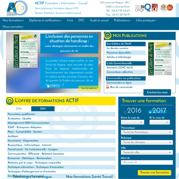 ACTIF Formation – Information – Conseil - Secteur Sanitaire, Social et médico-social