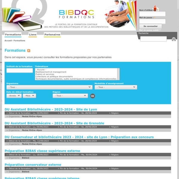 BIBDOC - L'agrégateur des catalogues de formations pour les bibliothèques