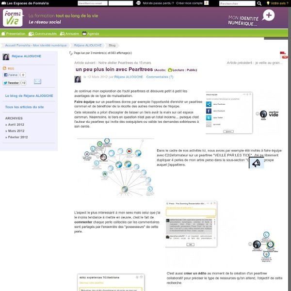 Mon identité numérique: Le blog de Réjane ALIOUCHE: un peu plus loin avec Pearltrees