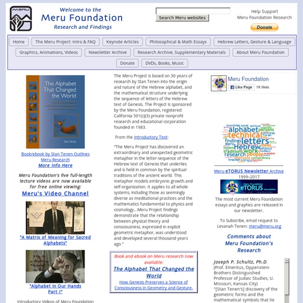 Meru Foundation Research: Hebrew Alphabet, Genesis, Geometric Metaphor, and Kabbalah