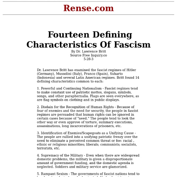 Fourteen Defining Characteristics Of Fascism