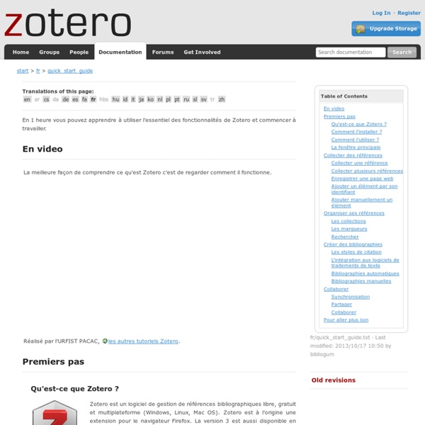 Zotero - gestion documentaire + générateur bibliographique