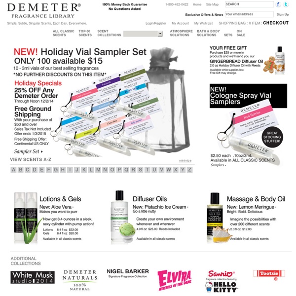 Demeter Fragrance Library Colognes, Perfumes, Shower, Bath and Body, Lotions and Gels, and Oils