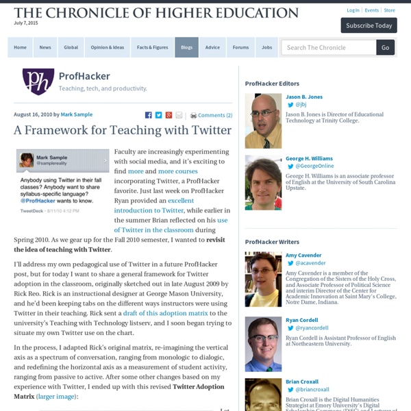 A Framework for Teaching with Twitter