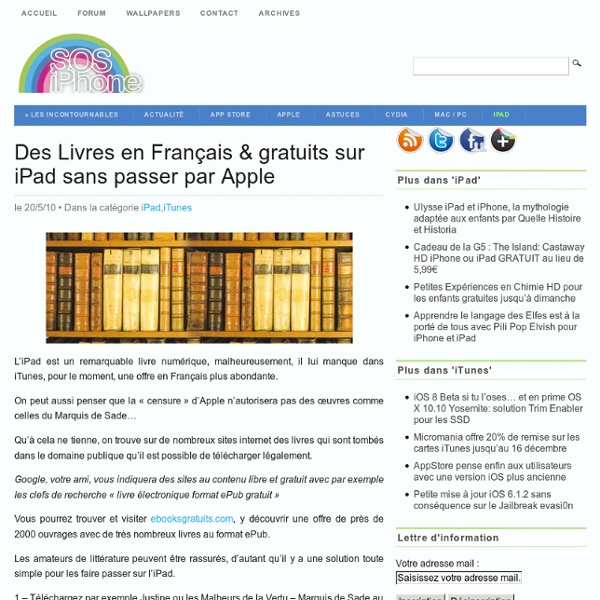 Des Livres en Français & gratuits sur iPad sans passer par Apple