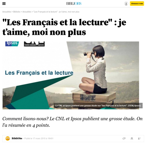Le Nouvel Obs : "Les Français et la lecture"