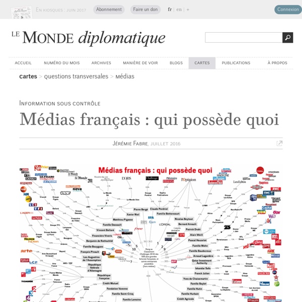 Médias français : qui possède quoi, par Marie Beyer & Jérémie Fabre (Le Monde diplomatique, juillet 2016)