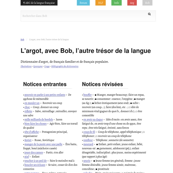 ABC de la langue française - Dictionnaire d’argot en ligne. 70000 mots. 100000 citations.
