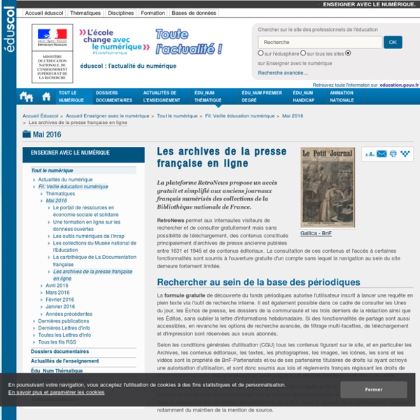 Les archives de la presse française en ligne — Enseigner avec le numérique