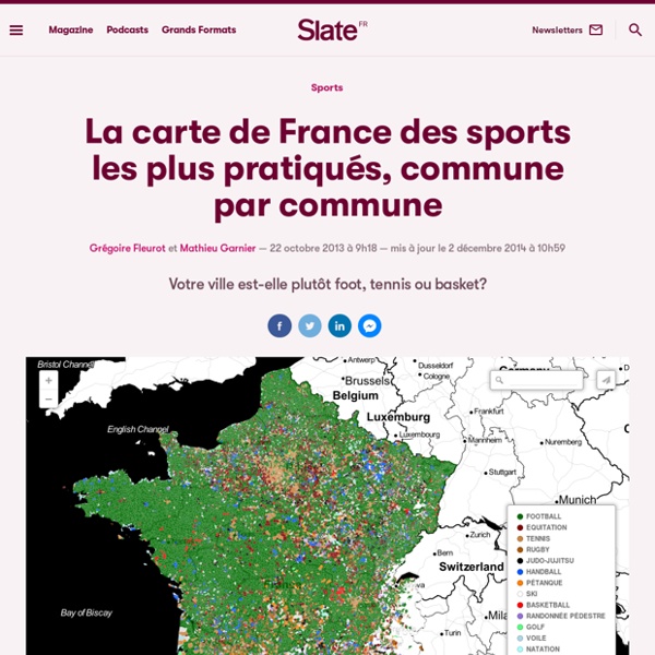 La carte de France des sports les plus pratiqués, commune par commune