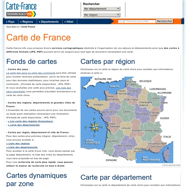 Carte France - la carte de France des région et département sur carte france info