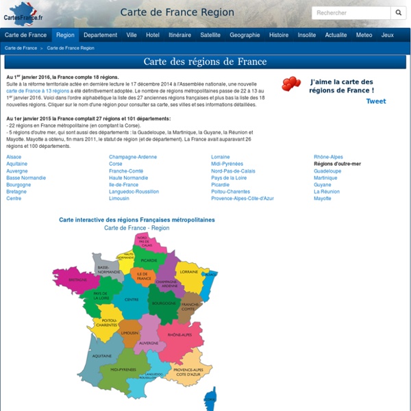 CARTE DE FRANCE REGION - Carte des régions Françaises