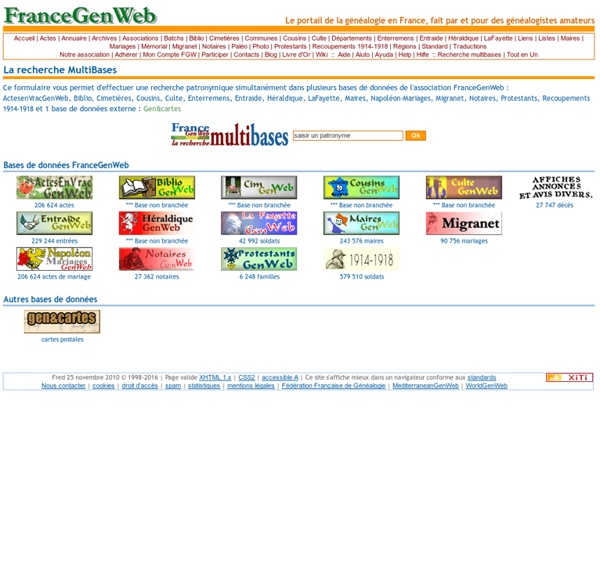 FranceGenWeb - Recherche multibases