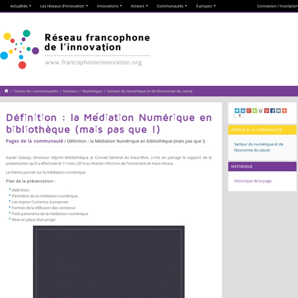 Réseau francophone de l'innovation - communautés: Définition : la Médiation Numérique en bibliothèque (mais pas que !)