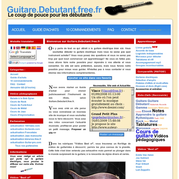 Guitare Débutant - Portail francophone des guitaristes débutants : Comparatifs, Guide d'achats, Conseils.