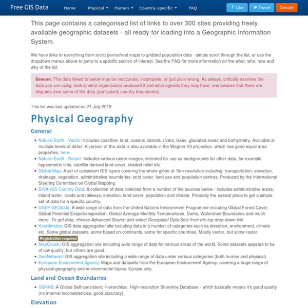 Free GIS Datasets - Categorised List