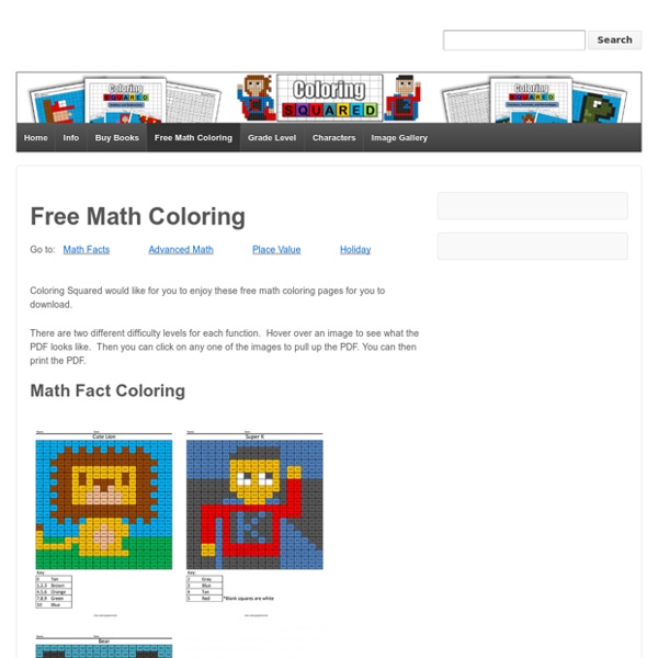Free Math Coloring Pages - Pixel Art and Math