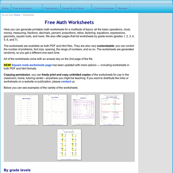 Free math worksheets