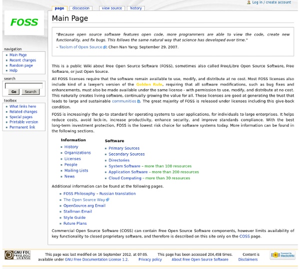 Main Page - Free Open Source Software