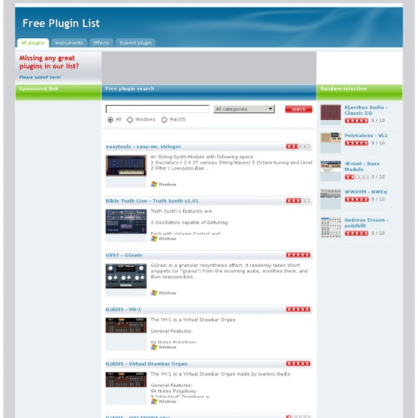 Free VST plugins and effects - Free-Plugin-List.Com
