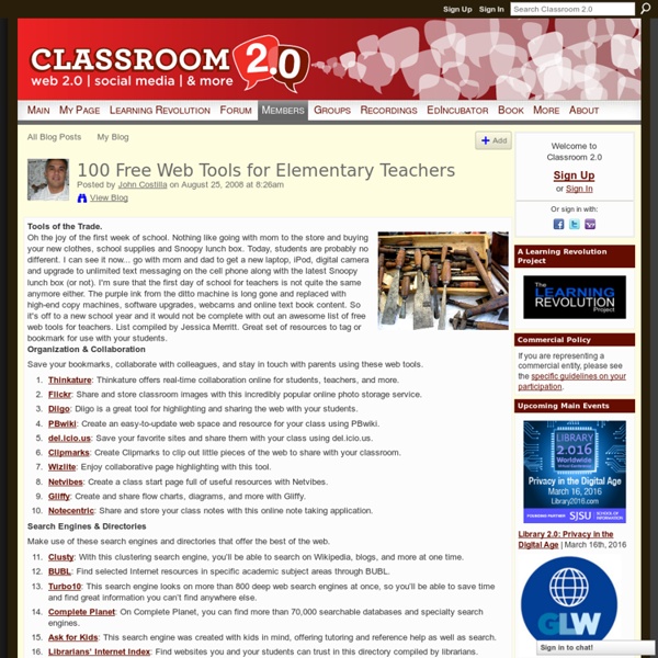 100 Free Web Tools for Elementary Teachers