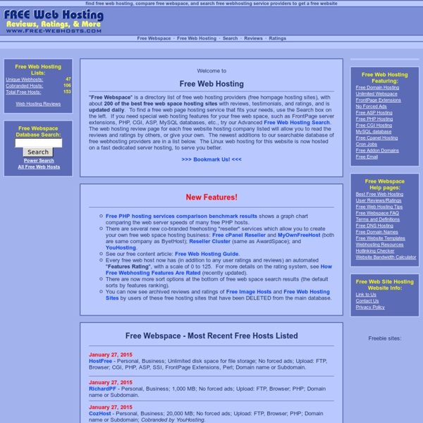 Free Webspace and Free Web Hosting Services