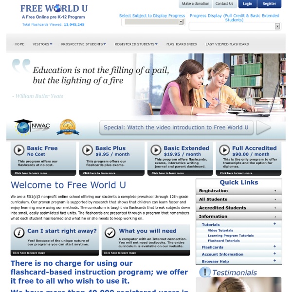 Free World U, A Free Online pre K-12 Program