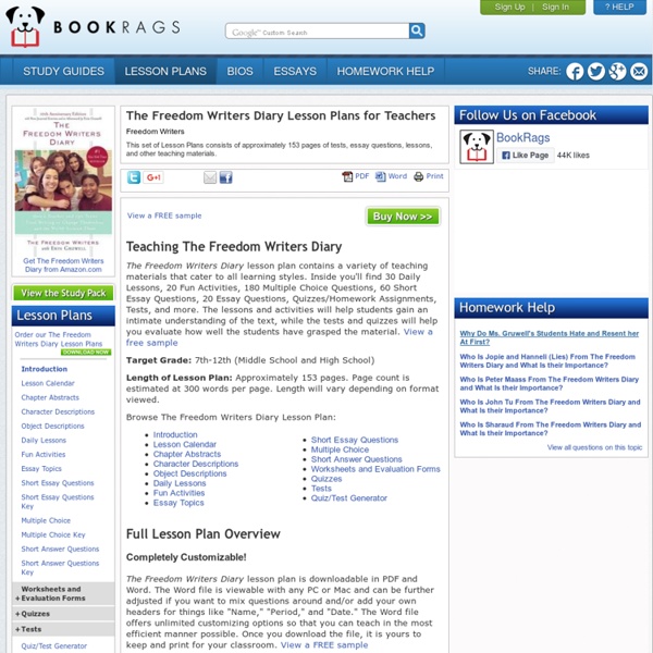 The Freedom Writers Diary Lesson Plans for Teachers