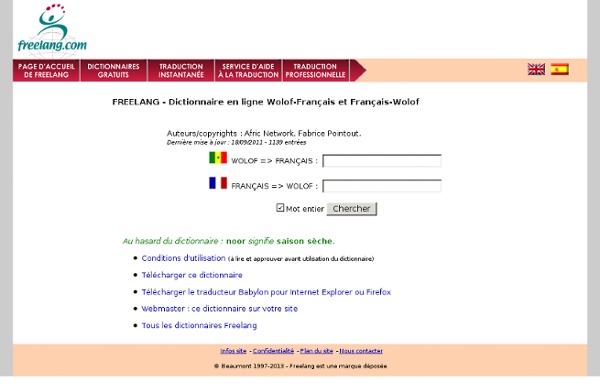 Dictionnaire en ligne Wolof-Français et Français-Wolof