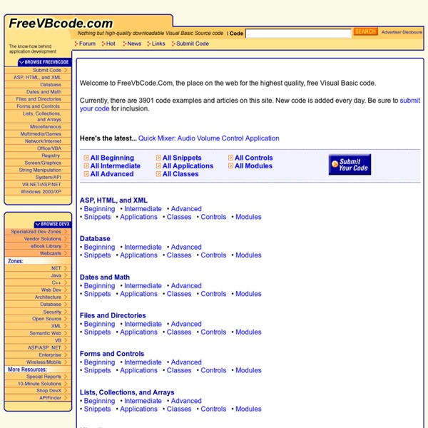 FreeVBCode - High Quality Visual Basic and C# Source Code