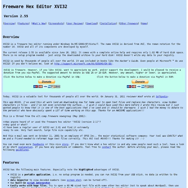 Freeware Hex Editor XVI32 | Pearltrees