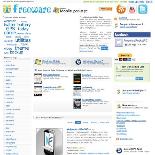 Freeware for Pocket PC. Free Windows Mobile Pocket PC / PPC Downloads for WM5 or WM6 PocketPC.