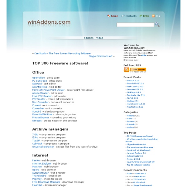TOP 300 Freeware software! winAddons.com