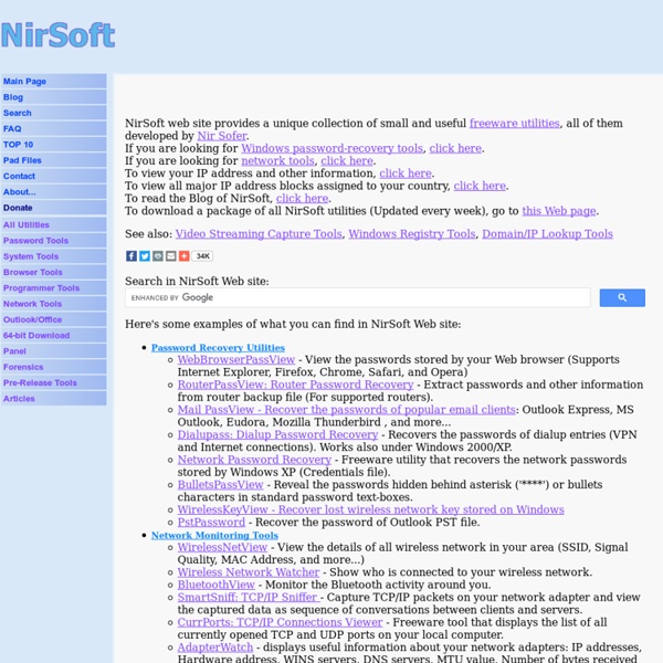 NirSoft - freeware utilities: password recovery, system utilities, desktop...