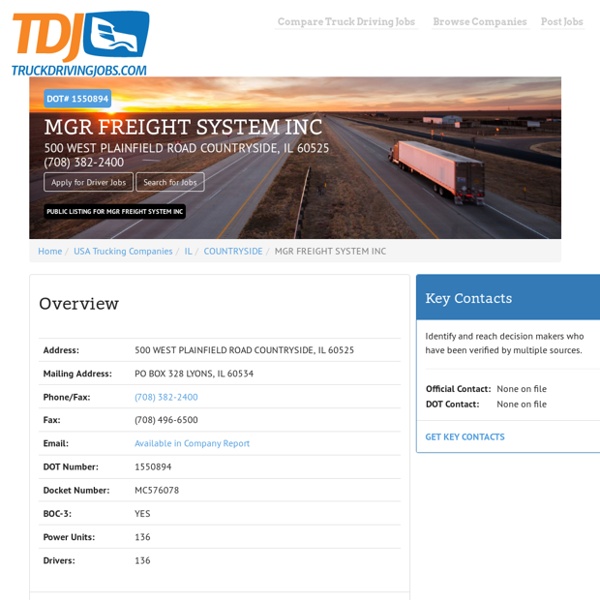 MGR FREIGHT SYSTEM INC USDOT 1550894 in COUNTRYSIDE, IL 60525