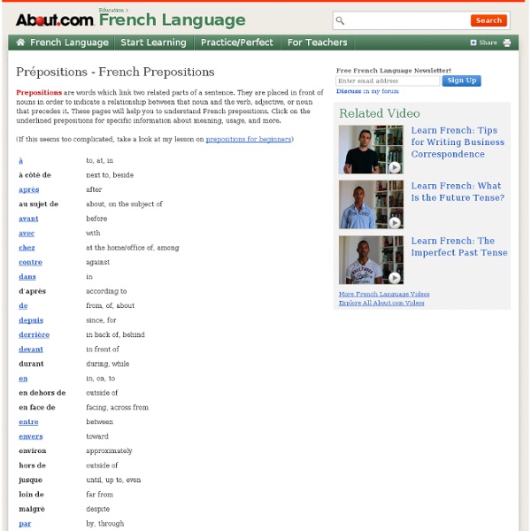 French Prepositions - Les Prépositions