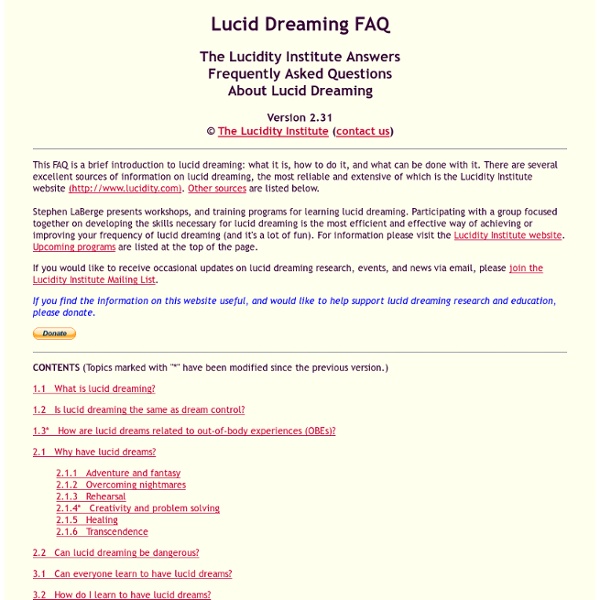 Lucid Dreaming Frequently Asked Questions Answered by The Lucidity Institute