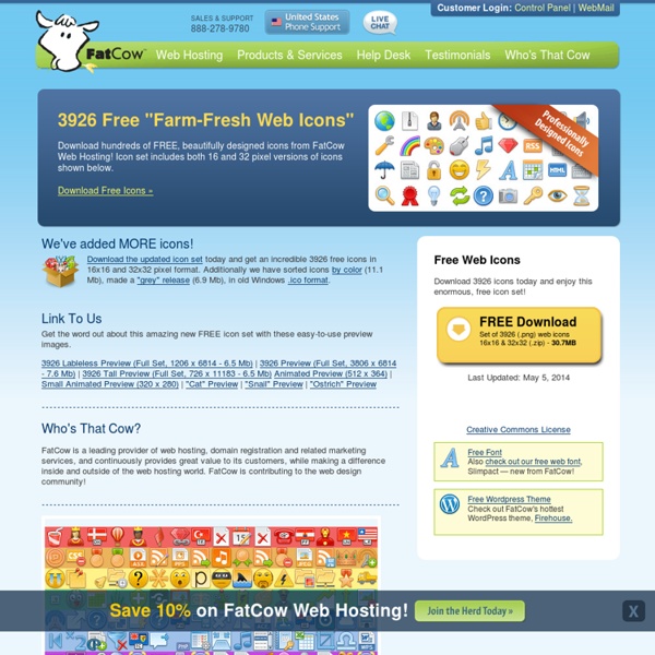 1000 Free "Farm-Fresh Web Icons" by FatCow Web Hosting