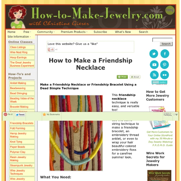 Friendship Necklace from String : How to Make Embroidery Floss Friendship...