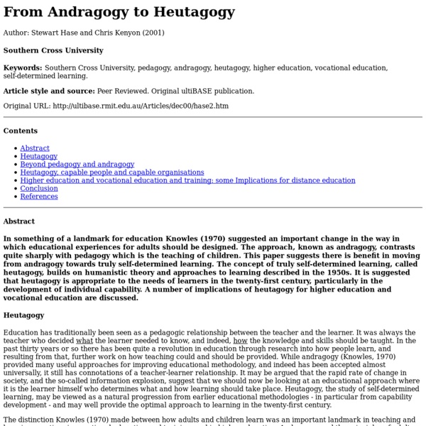 From Andragogy to Heutagogy