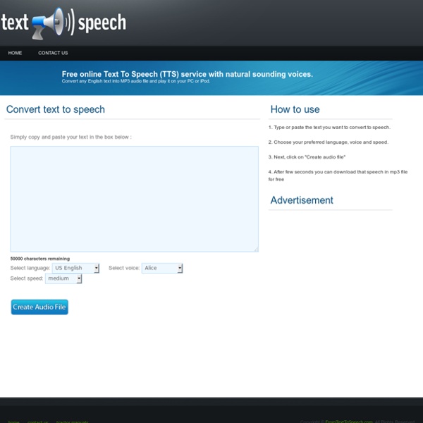 From Text To Speech - Free online TTS service