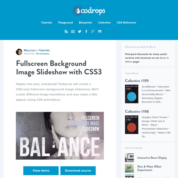 Fullscreen Background Image Slideshow with CSS3