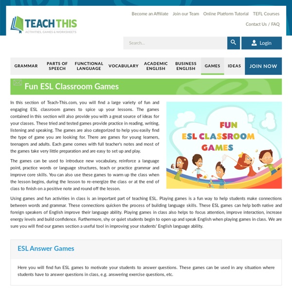 Fun ESL Classroom Games Pearltrees