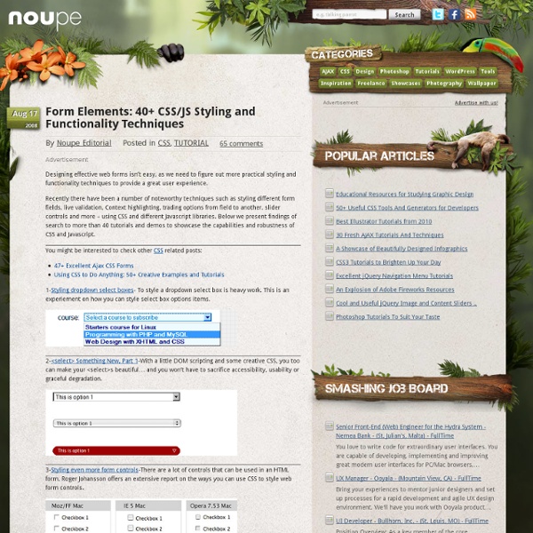 Form Elements: 40 CSS/JS Styling and Functionality Techniques - Noupe Design Blog
