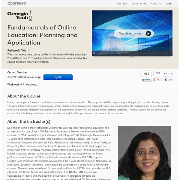 Fundamentals of Online Education: Planning and Application