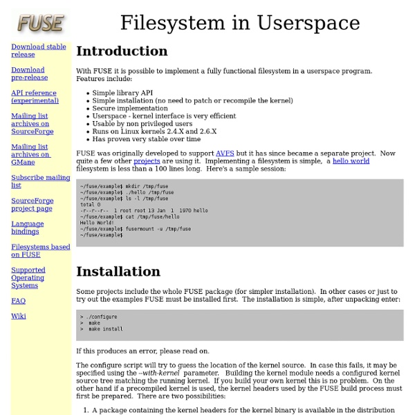 FUSE: Filesystem in Userspace