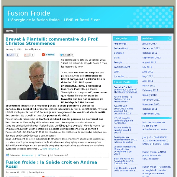 Fusion Froide L'energie de la fusion froide