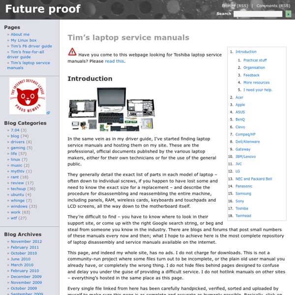 Future proof » Tim’s laptop service manuals